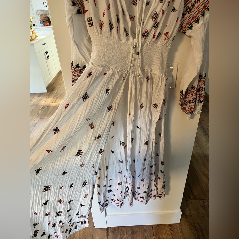 Free People White and Red Patterned Long Sleeve Dress - Picture 2 of 5